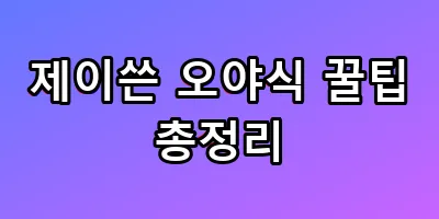 제이쓴 오야식 꿀팁 총정리