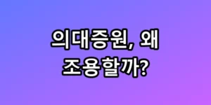 의대증원 이슈 정리, 왜 조용할까?