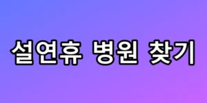 설연휴 병원 찾기, 아프기 전 꼭 봐야 할 응급 꿀팁 총정리