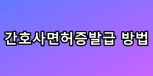 간호사면허증발급 방법