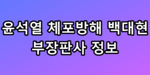 윤석열 체포방해 백대현 부장판사 정보 총정리: 5년 선고 반전 이유 보러가기