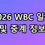 2026 WBC 일정 및 중계 정보 한일전 명당 꿀팁 총정리