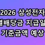 2026 삼성전자 특별배당금 지급일 및 기준금액 예상 총정리 보너스 수령 꿀팁