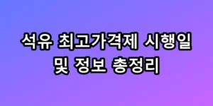 석유 최고가격제 시행일 및 정보 총정리 꿀팁 발송