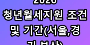 2026 청년월세지원 조건 및 기간(서울,경기,부산) 총정리 꿀팁 480만원 받기