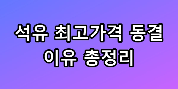 석유 최고가격 동결 이유