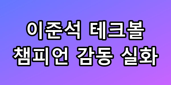 이준석 테크볼 챔피언