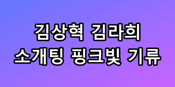 김상혁 김라희 소개팅