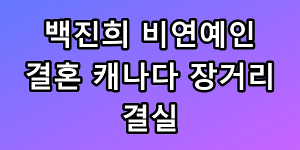 백진희 비연예인 결혼