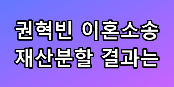 권혁빈 이혼소송 재산분할